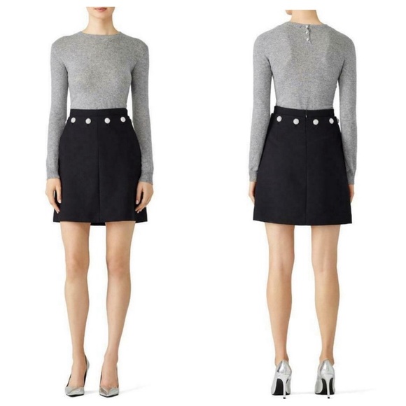 $358 Tory Burch Fremont Crystal Embellished A-Line Skirt Black Wool Knit SZ 6 - Picture 3 of 16